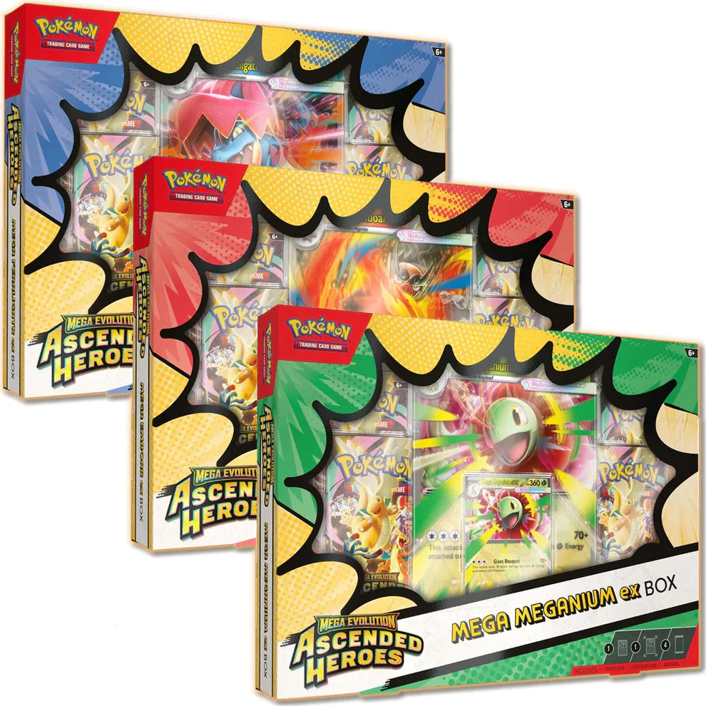 Pokemon Mega Evolución Héroes Ascendidos Caja - Emboar, Feraligatr,.Meganium ESPAÑOL VARIADO